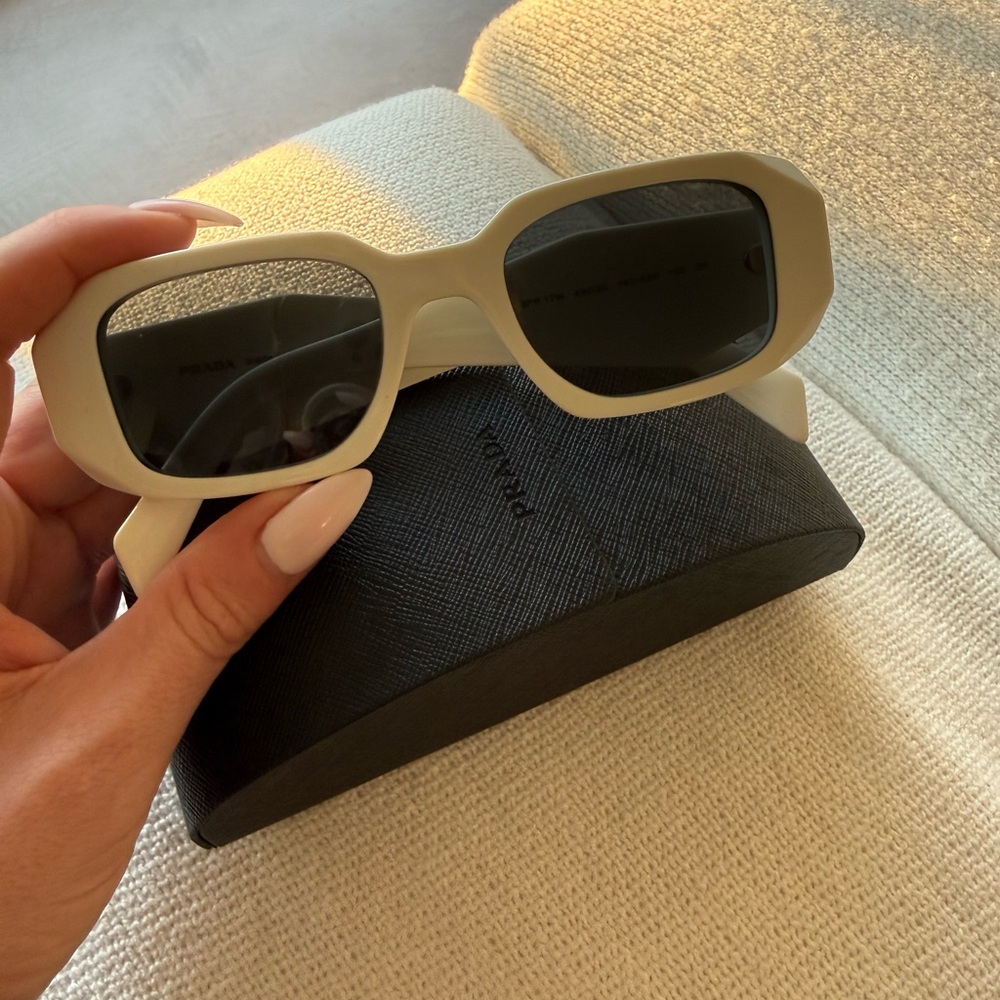 Prada White Rectangle Frame Sunglasses - image 2